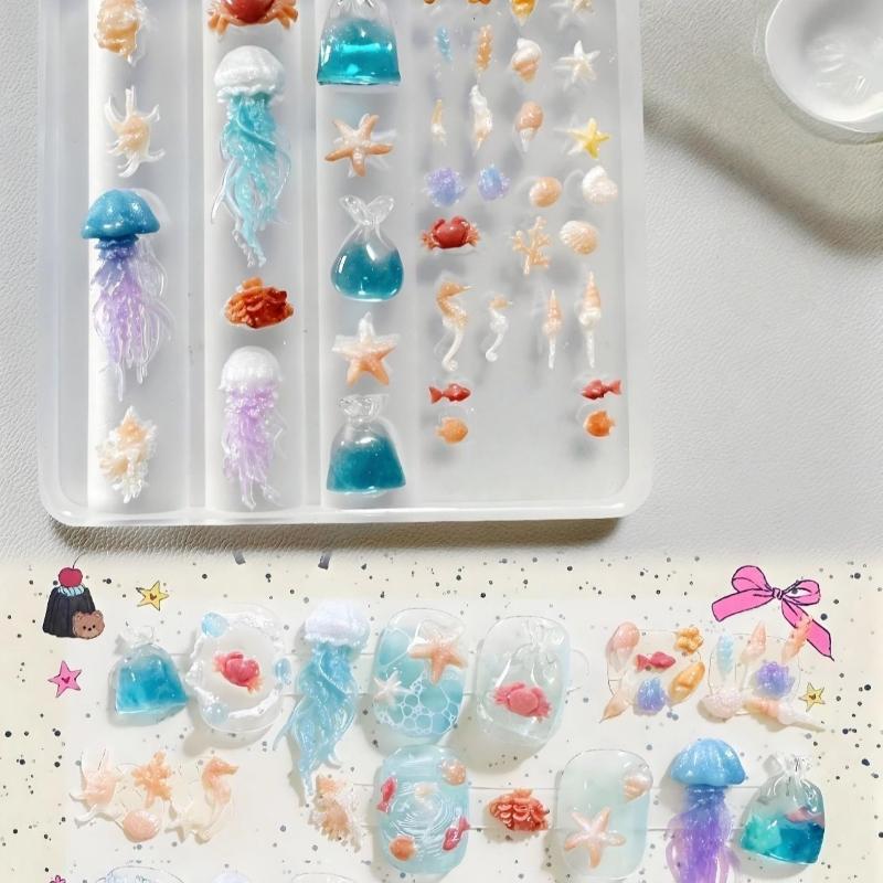 Art Craft Jellyfish - Cetakan Kuku Silikon Seri Laut 3D