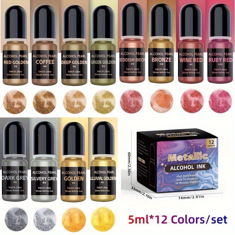 12 Set Warna Logam 3DRendering - Alcohol Ink Set ulasan dan harga